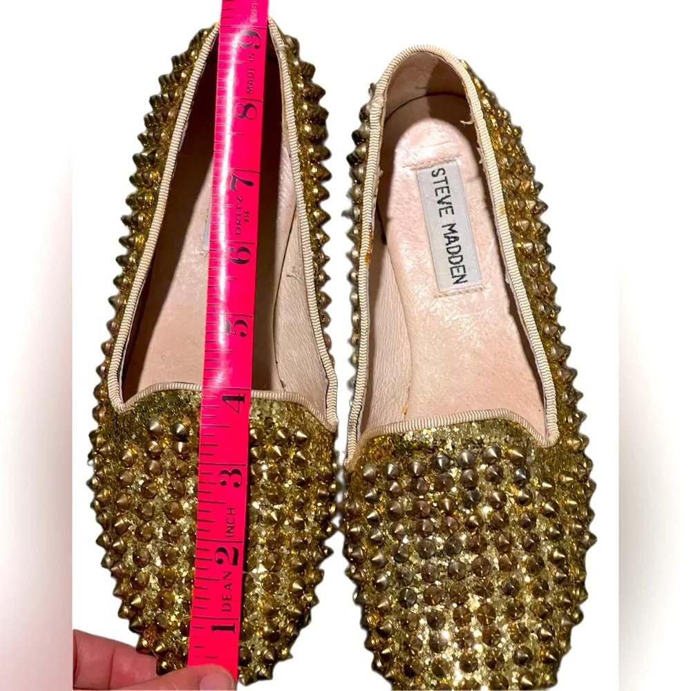 Steve Madden Gold Jeweled Studded Flats - Picture 3 of 3